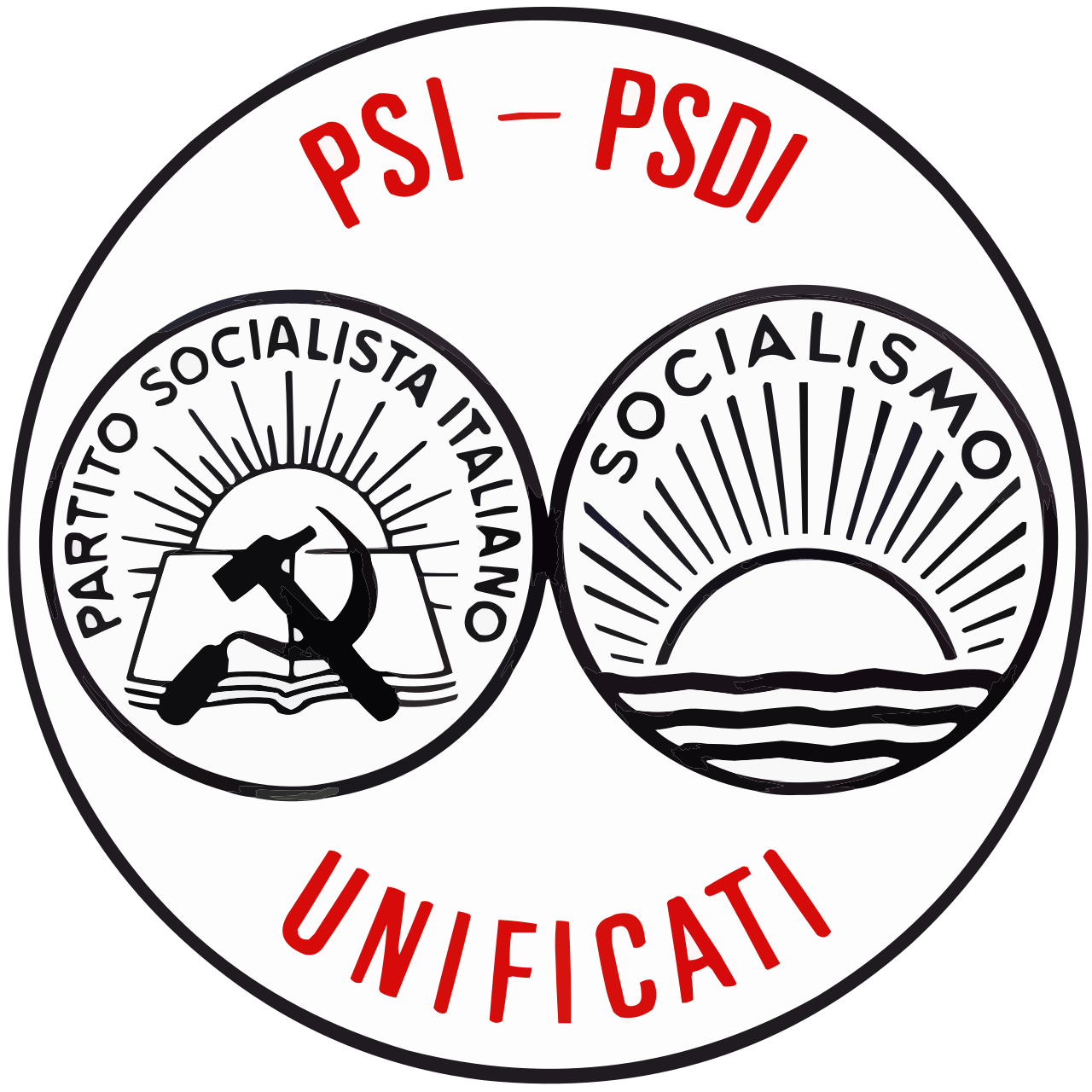Ricostruzione grafica del simbolo PSI-PSDI unificati utilizzato tra il 1966 e il 1969